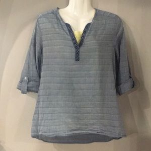 Chambray Roll-tab Sleeve Shirt Small